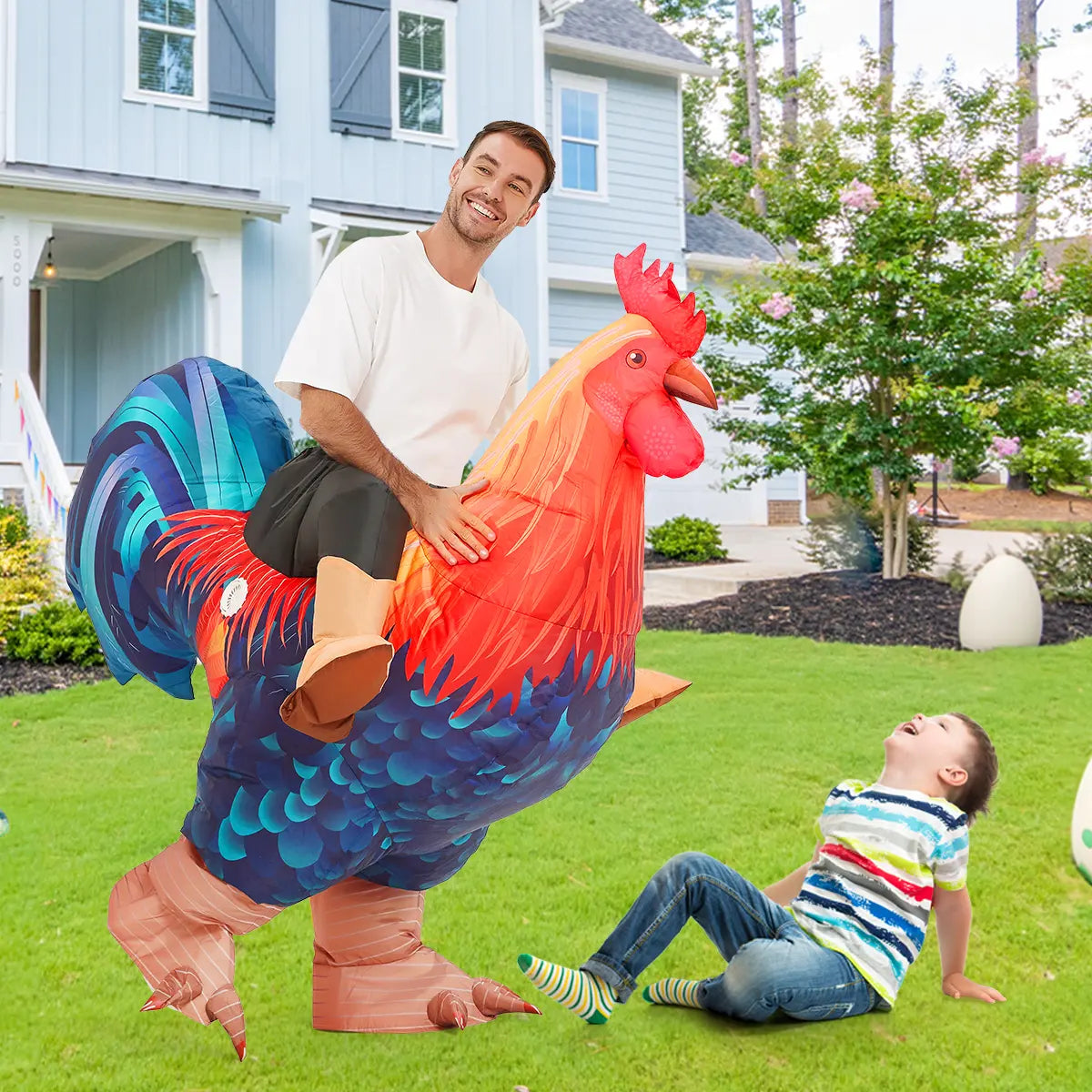 Halloween Costume Inflatable Chicken Rooster Cosplay Costume Adult Suit Funny Costume Gift for Men Women