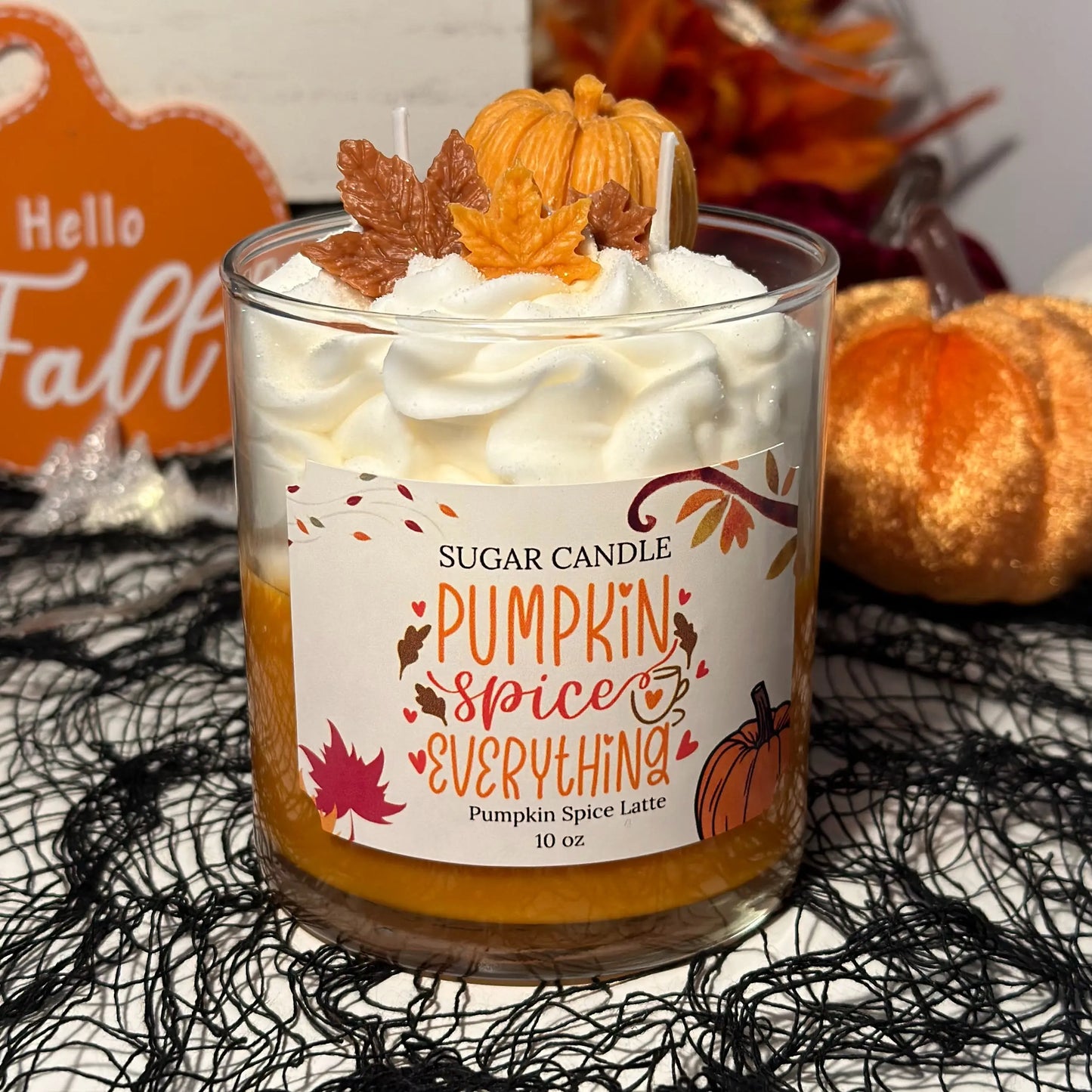 Pumpkin Spice Latte Candle – Fall Soy Candle Gift | Cinnamon Nutmeg Pumpkin Aroma | Cozy Autumn Home Decor | Handmade Dessert Candle | Housewarming Gift | Gift for Her | Seasonal Scented Candle | Sugar Candle | Vegan | Natural Wax