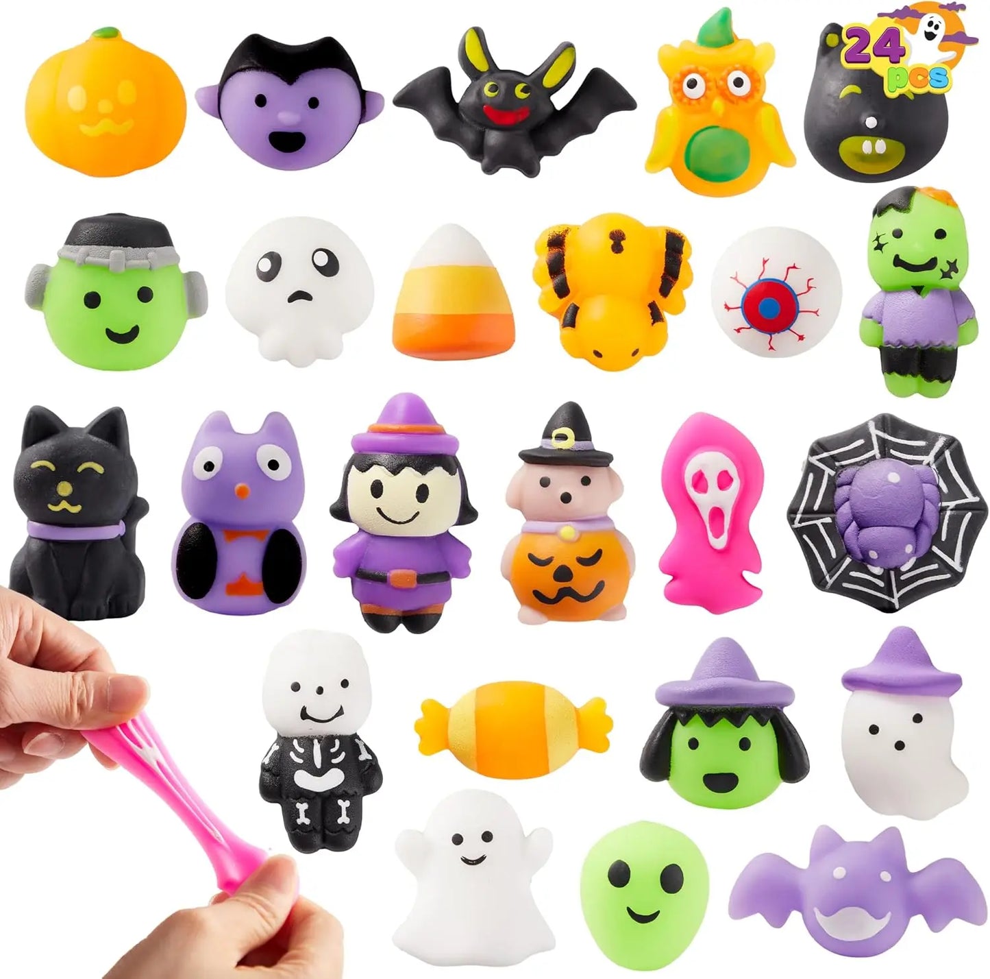 JOYIN 24Pcs/60Pcs/100Pcs Halloween Mochi Squishy Toys, Halloween Toys for Halloween Party Favors, Halloween Sensory Stress Relief Toys Bulk, Trick or Treats Classroom Prizes Gifts Goodie Bag Fillers
