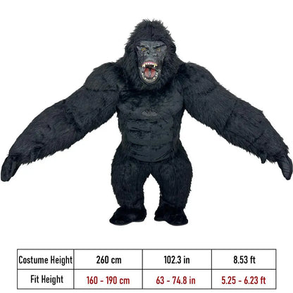 8.2 Ft Tall Inflatable Gorilla Costume Set, Women’S Cosplay Inflatable Outfit Set, Suitable for Halloween and Holiday Events, Costume Set, Inflatable Outfit Set