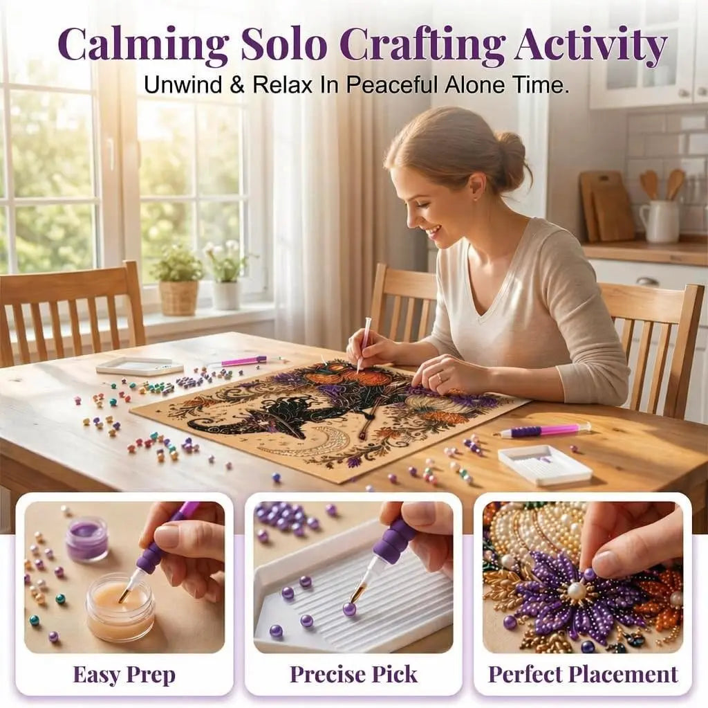 Halloween Pearl Art DIY Kit,Pearl Painting Set for Adults,Kids, Fun Fall Home Art Project, Creative Holiday Activity Gift