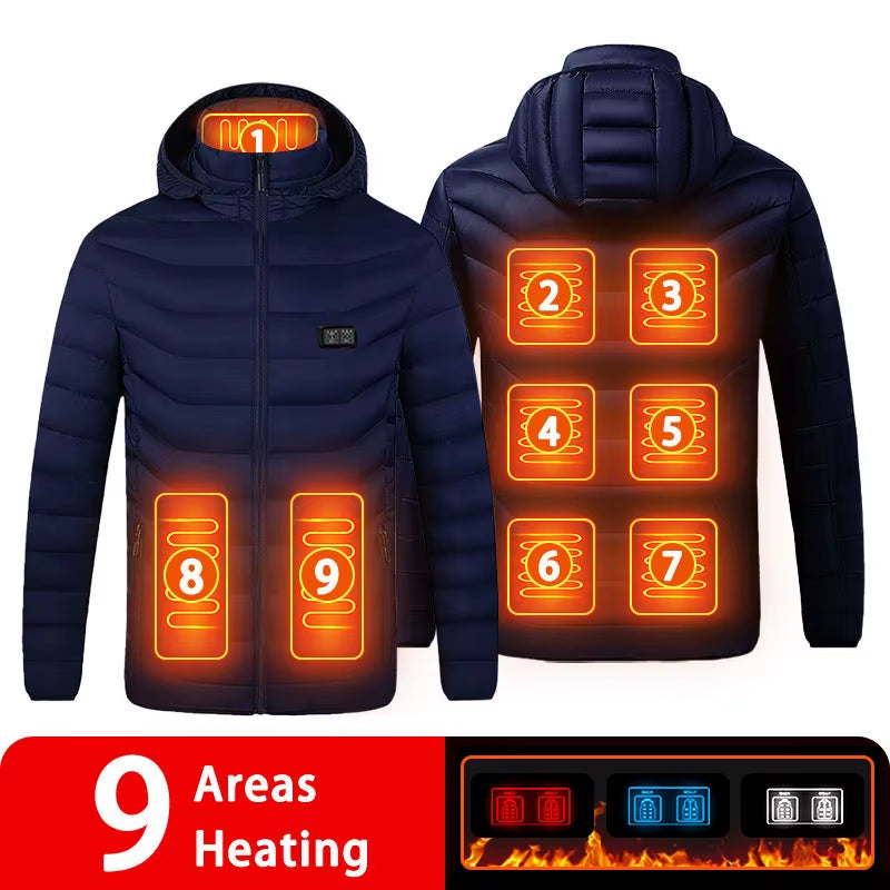 9/19 Areas Heated Jacket Women'S Warm Vest USB Men'S Heating Jacket Heated Vests Coat Hunting Hiking Camping Autumn Winter Male