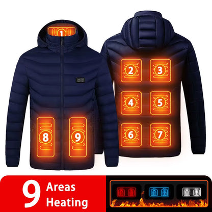9/19 Areas Heated Jacket Women'S Warm Vest USB Men'S Heating Jacket Heated Vests Coat Hunting Hiking Camping Autumn Winter Male