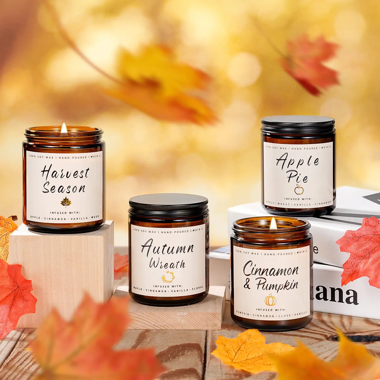 Experience the Essence of Autumn with Our 4-Pack Fall Scented Candle Set - Perfect for Home Decor and Gifting!