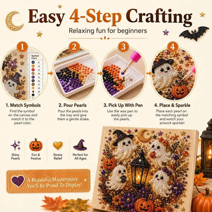 Halloween Pearl Art DIY Kit,Pearl Painting Set for Adults,Kids, Fun Fall Home Art Project, Creative Holiday Activity Gift