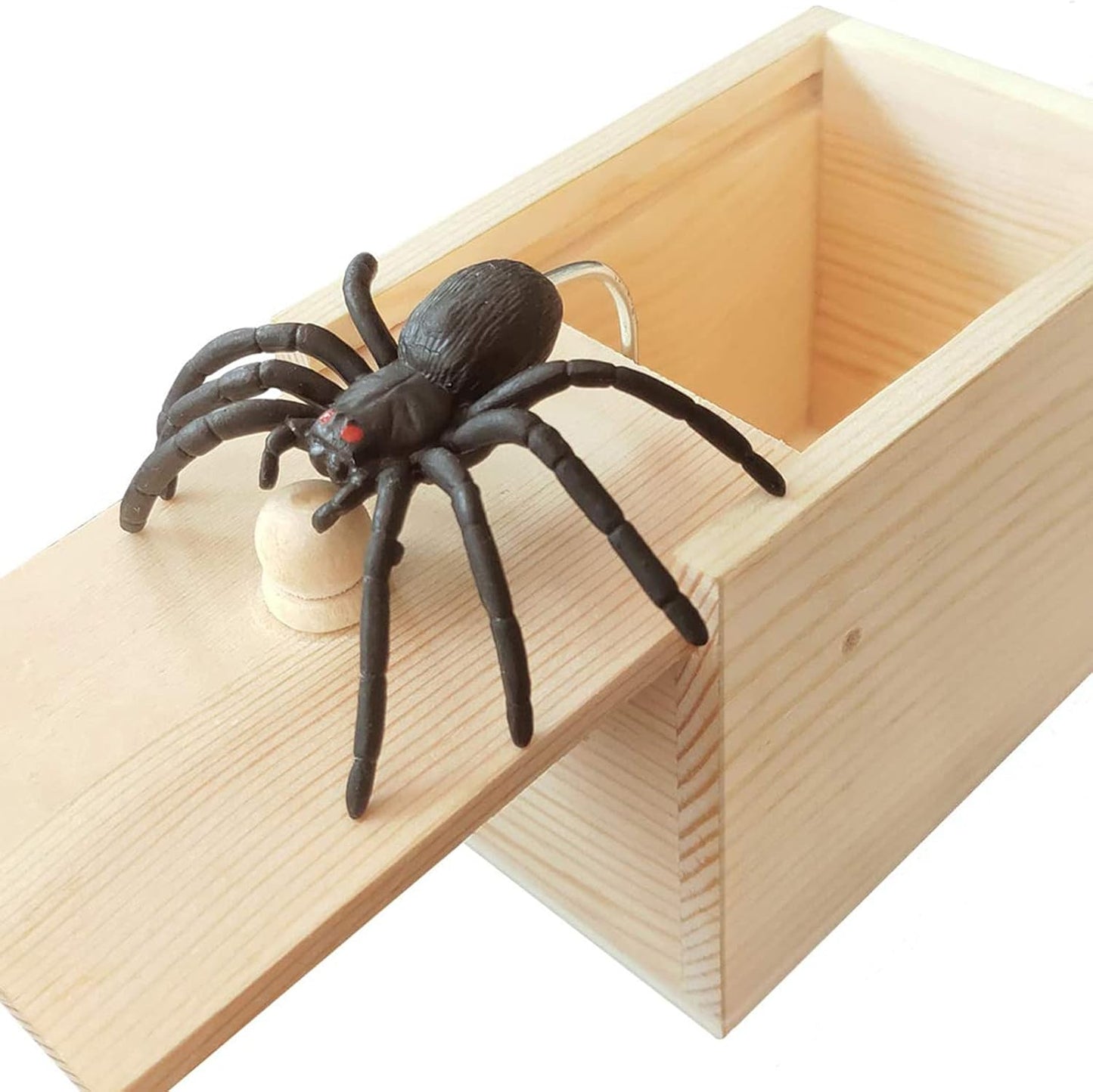 Original Spider Prank Box Wooden Pop Out Rubber Spider Scare Toy for Adults | Handmade Wooden Surprise Prank Box, Funny Joke Gag Gift, Perfect Halloween Trick Toy for Parties and Daily Pranks