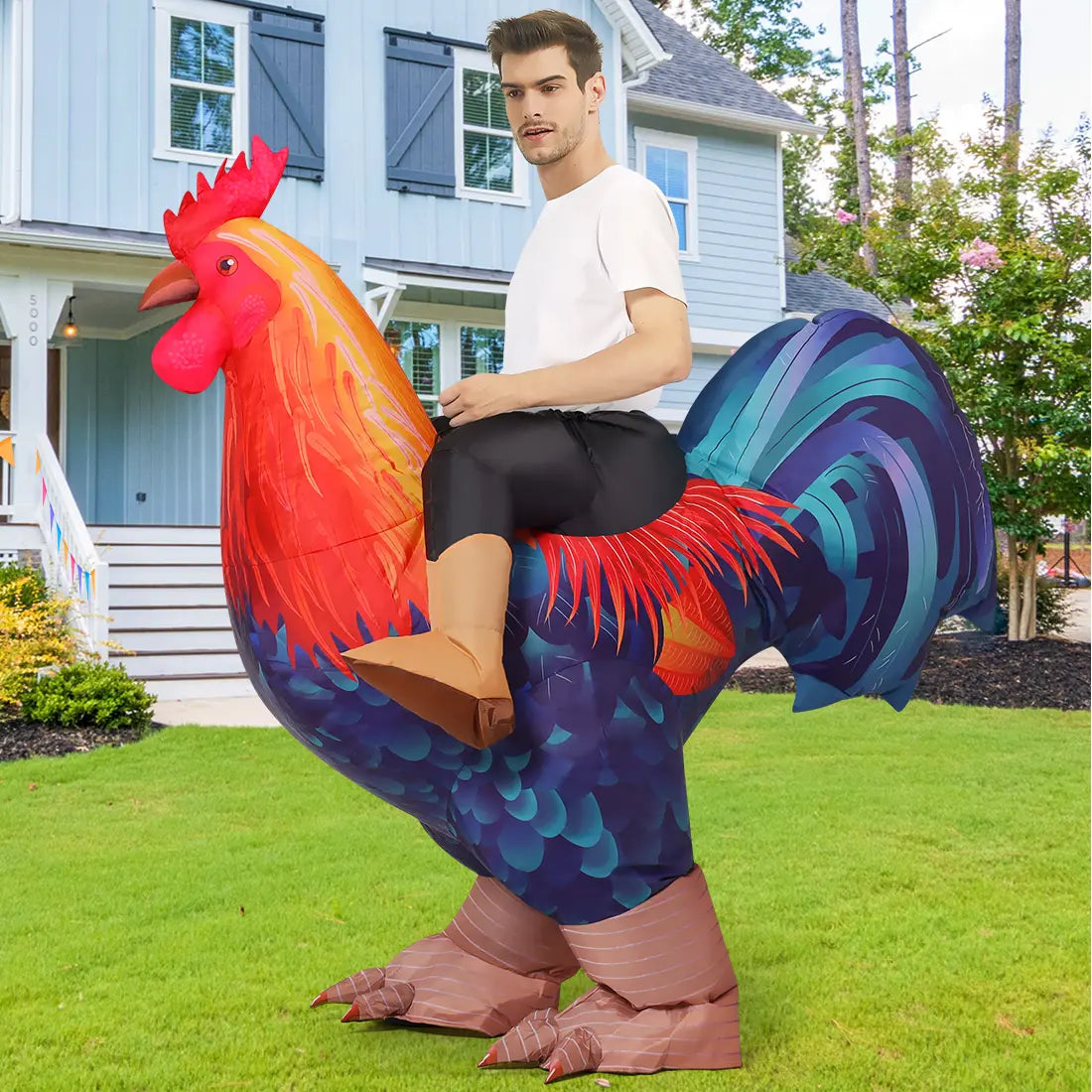 Halloween Costume Inflatable Chicken Rooster Cosplay Costume Adult Suit Funny Costume Gift for Men Women