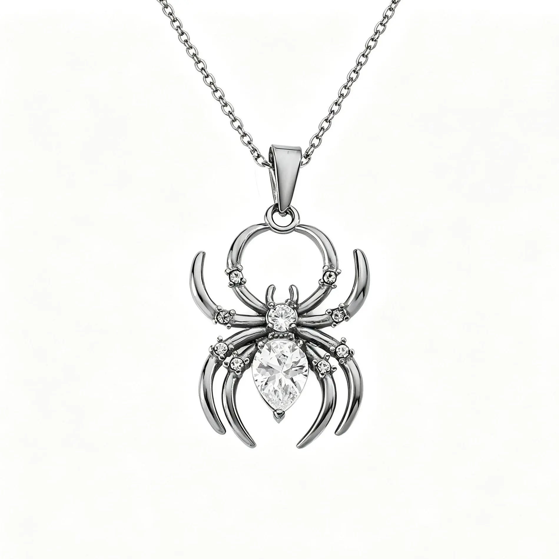 Spider Necklace Stainless Steel Halloween Gift Rust Free