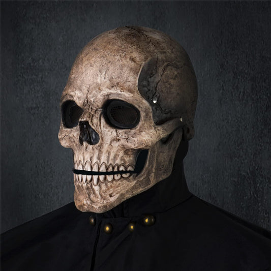 Unleash Your Inner Horror: Realistic Creepy Halloween Skull Mask with Movable Jaw for Adults