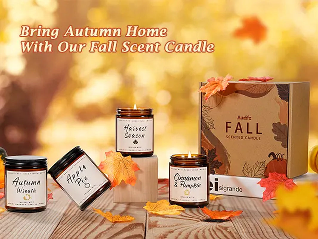 Experience the Essence of Autumn with Our 4-Pack Fall Scented Candle Set - Perfect for Home Decor and Gifting!