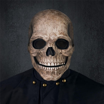 Unleash Your Inner Horror: Realistic Creepy Halloween Skull Mask with Movable Jaw for Adults