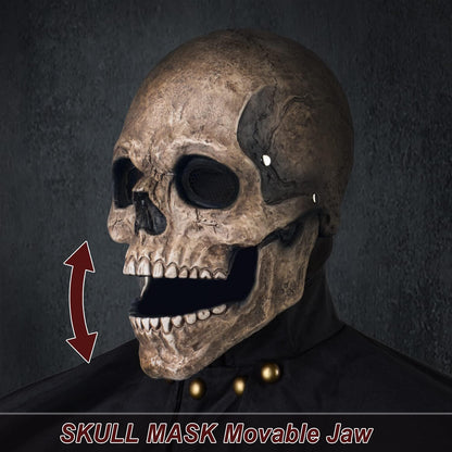 Unleash Your Inner Horror: Realistic Creepy Halloween Skull Mask with Movable Jaw for Adults