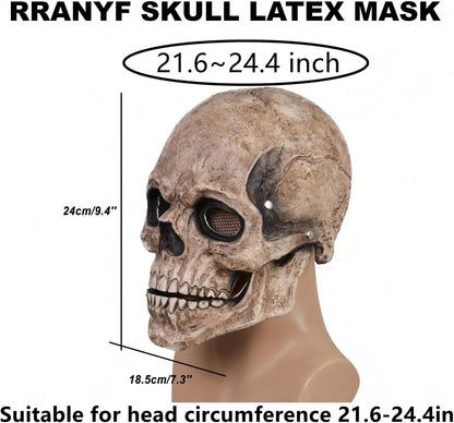 Unleash Your Inner Horror: Realistic Creepy Halloween Skull Mask with Movable Jaw for Adults