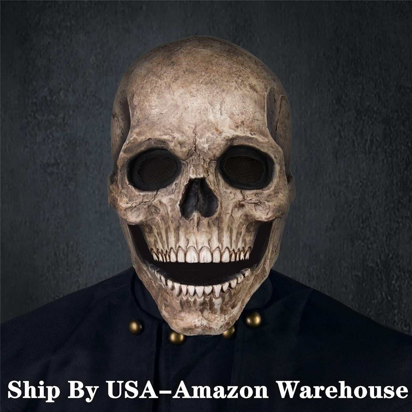 Unleash Your Inner Horror: Realistic Creepy Halloween Skull Mask with Movable Jaw for Adults