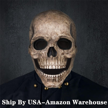Unleash Your Inner Horror: Realistic Creepy Halloween Skull Mask with Movable Jaw for Adults