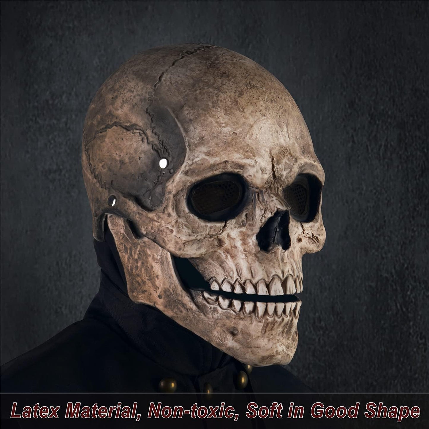 Unleash Your Inner Horror: Realistic Creepy Halloween Skull Mask with Movable Jaw for Adults