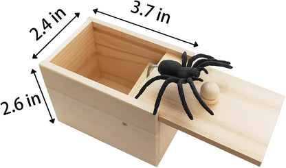 Original Spider Prank Box Wooden Pop Out Rubber Spider Scare Toy for Adults | Handmade Wooden Surprise Prank Box, Funny Joke Gag Gift, Perfect Halloween Trick Toy for Parties and Daily Pranks