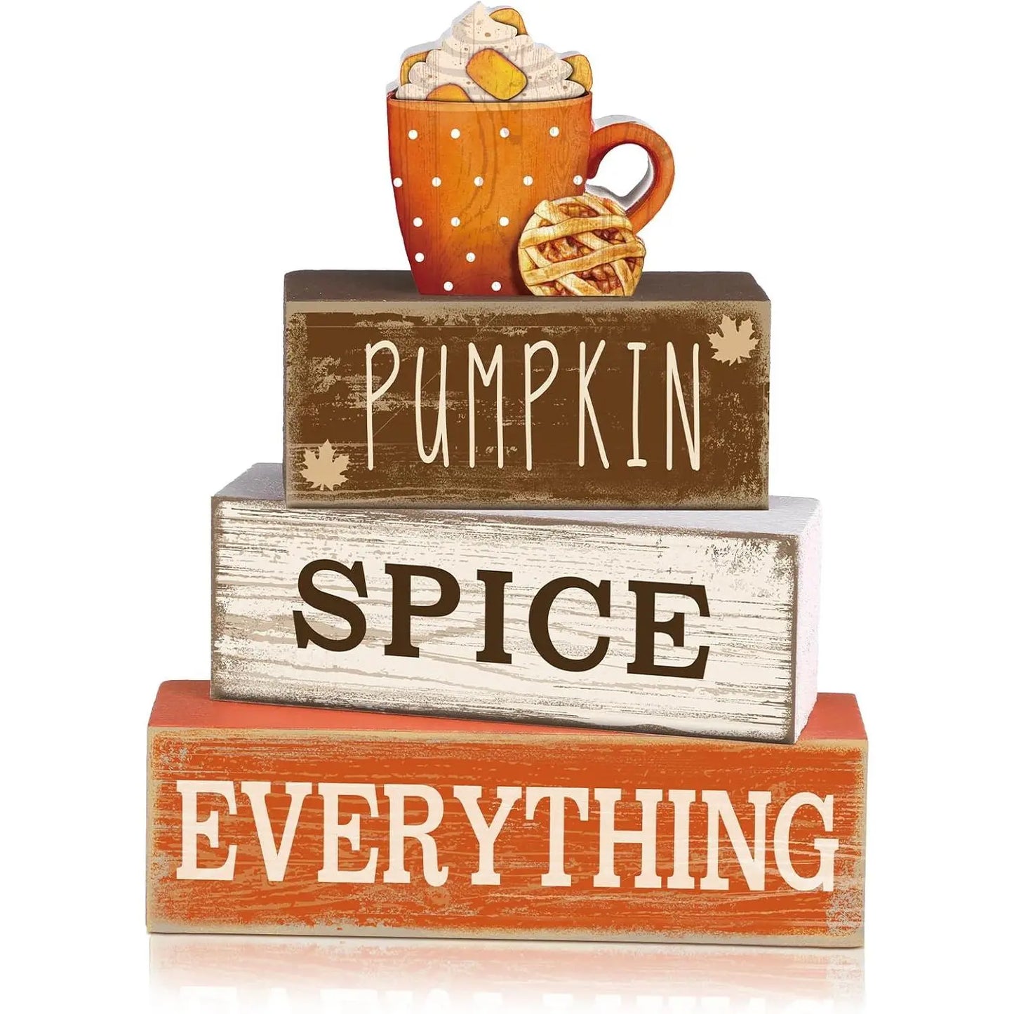 4 Pcs Fall Wooden Tabletop Decor Hello Fall Maple Leaf Decor Autumn Tiered Tray Decor Rustic Wood Block Sign Gift Thanksgiving Centerpiece Farmhouse Fall Table Decor