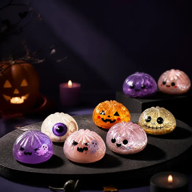 Adorable Halloween Ghost Maruko Squeeze Toy Set - Perfect for Stress Relief and Party Treat Bags!