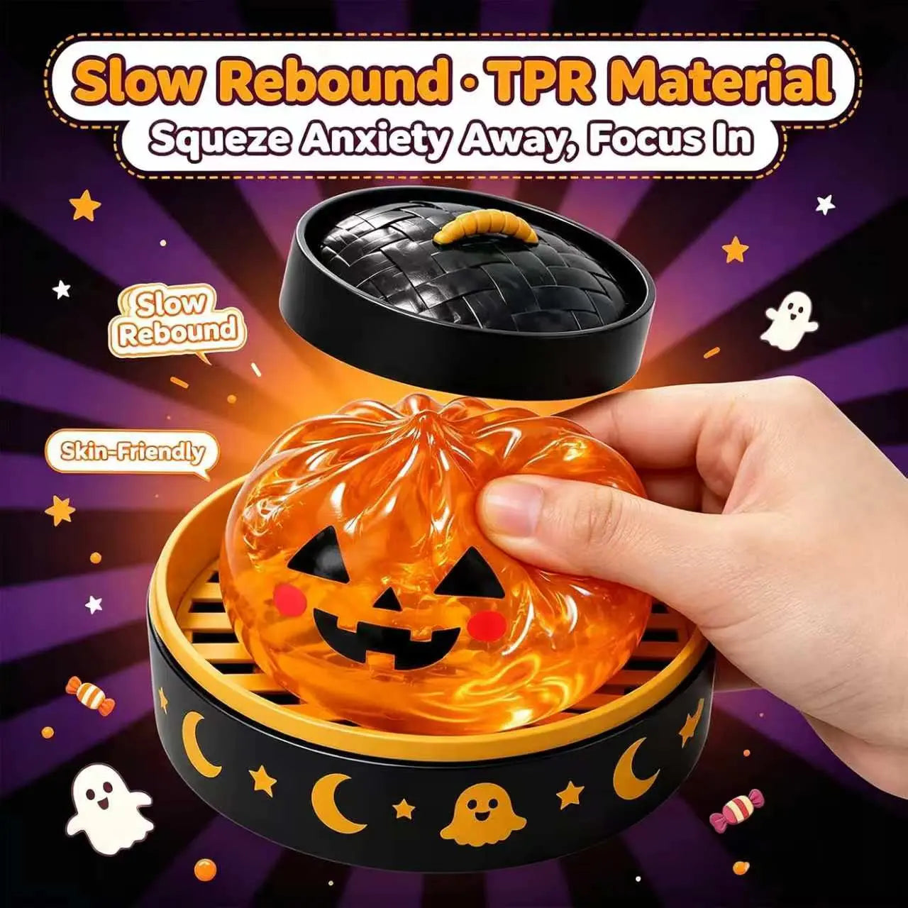 Adorable Halloween Ghost Maruko Squeeze Toy Set - Perfect for Stress Relief and Party Treat Bags!