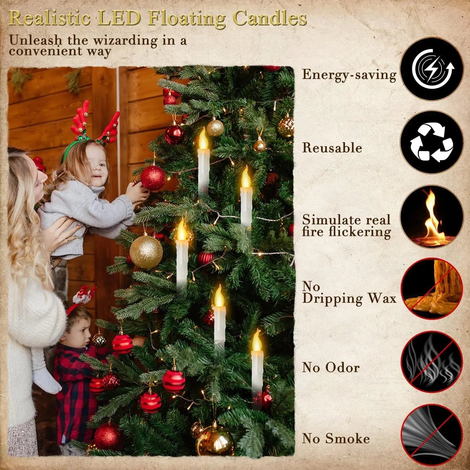 Illuminate Your Halloween with 12Pcs Floating Candles - Enchanting Flameless Magic Hanging Candles with Wand Remote for 3D Party Decor