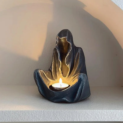 Enchant Your Halloween with the Nordic Ghost Wizard Candle Holder - A Creative Resin Ornament for Spooky Celebrations