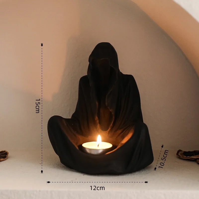 Enchant Your Halloween with the Nordic Ghost Wizard Candle Holder - A Creative Resin Ornament for Spooky Celebrations