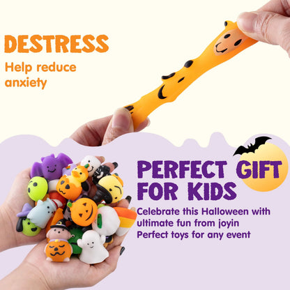 JOYIN 24Pcs/60Pcs/100Pcs Halloween Mochi Squishy Toys, Halloween Toys for Halloween Party Favors, Halloween Sensory Stress Relief Toys Bulk, Trick or Treats Classroom Prizes Gifts Goodie Bag Fillers