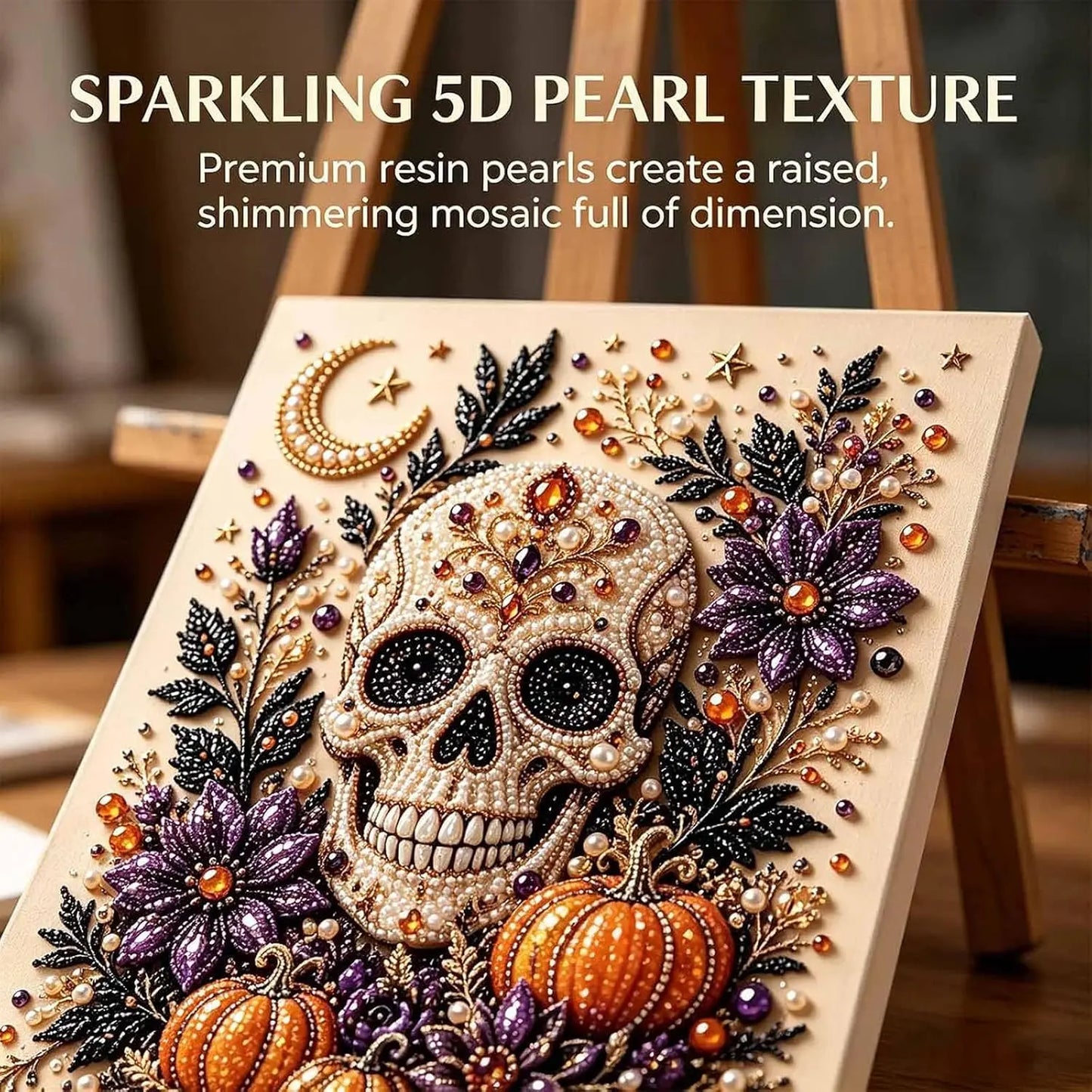 Halloween Pearl Art DIY Kit,Pearl Painting Set for Adults,Kids, Fun Fall Home Art Project, Creative Holiday Activity Gift