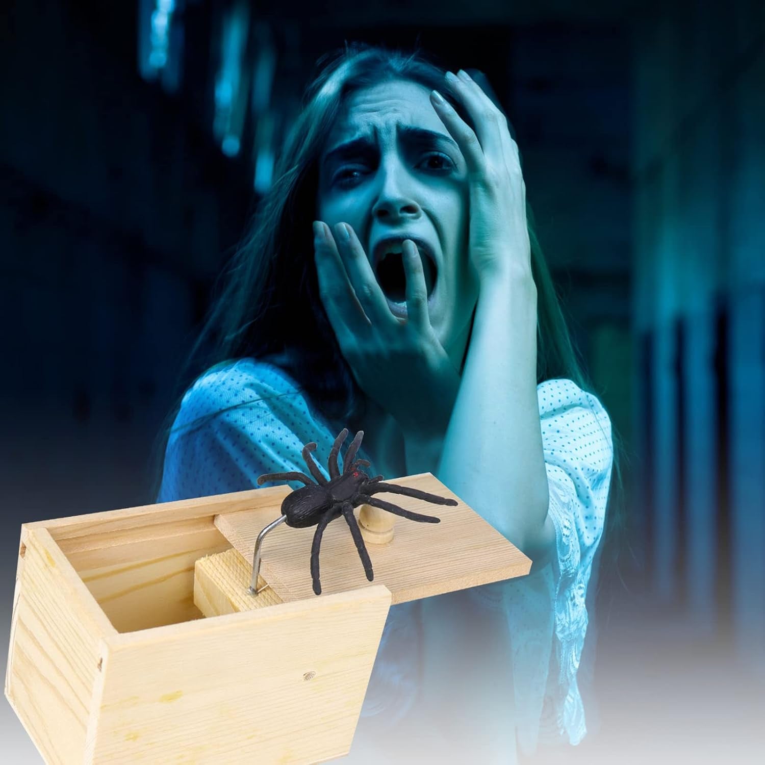 Original Spider Prank Box Wooden Pop Out Rubber Spider Scare Toy for Adults | Handmade Wooden Surprise Prank Box, Funny Joke Gag Gift, Perfect Halloween Trick Toy for Parties and Daily Pranks
