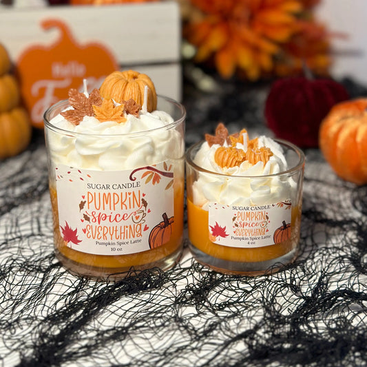Pumpkin Spice Latte Candle – Fall Soy Candle Gift | Cinnamon Nutmeg Pumpkin Aroma | Cozy Autumn Home Decor | Handmade Dessert Candle | Housewarming Gift | Gift for Her | Seasonal Scented Candle | Sugar Candle | Vegan | Natural Wax