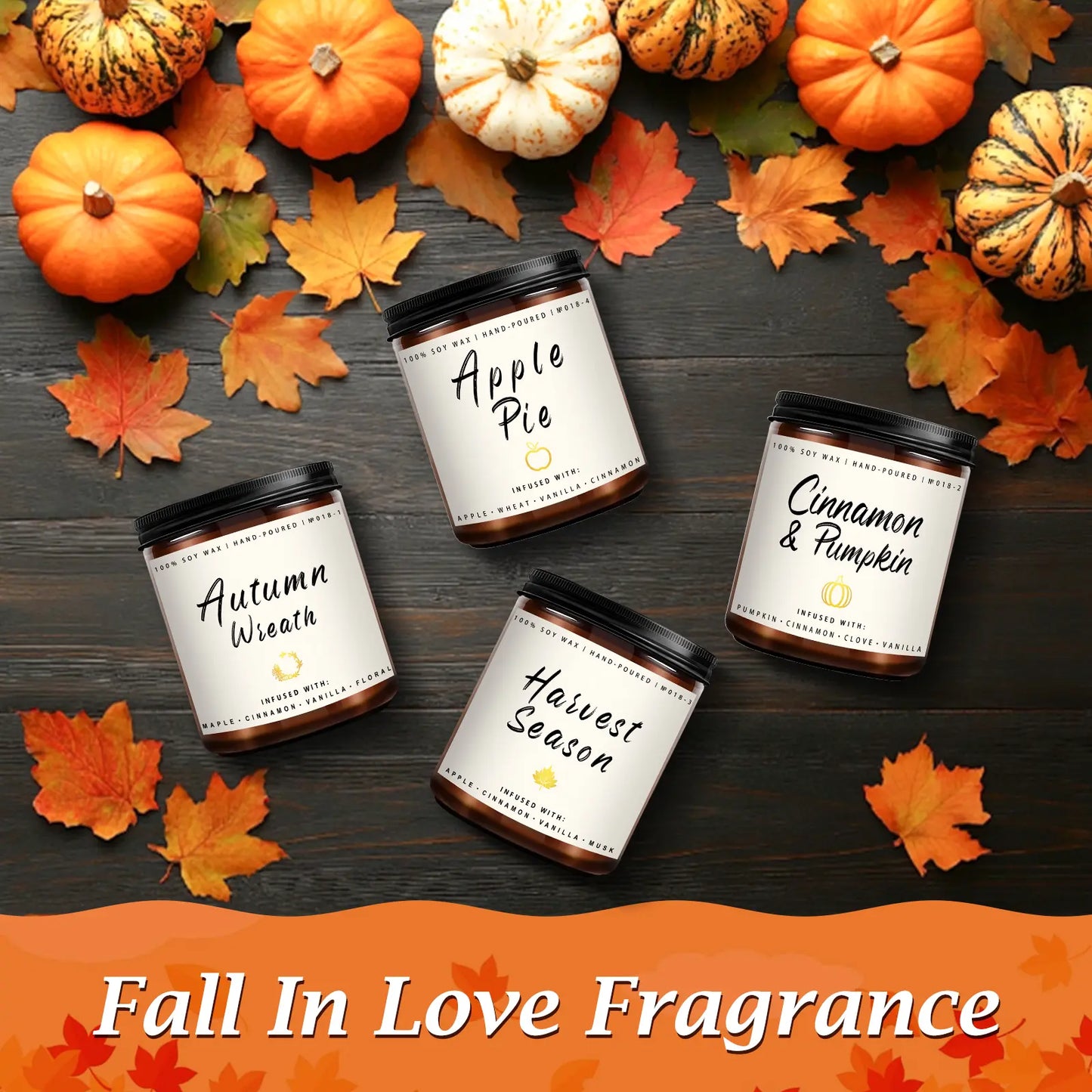 Experience the Essence of Autumn with Our 4-Pack Fall Scented Candle Set - Perfect for Home Decor and Gifting!
