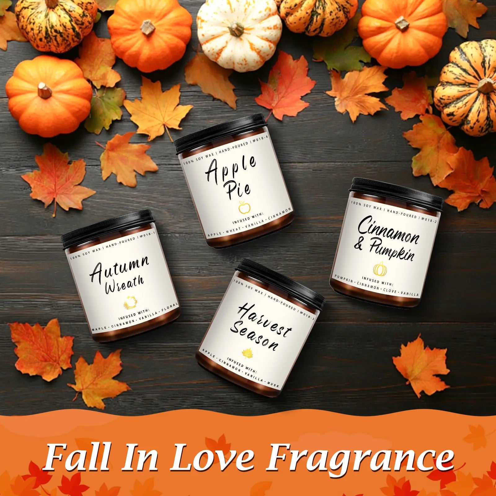 Experience the Essence of Autumn with Our 4-Pack Fall Scented Candle Set - Perfect for Home Decor and Gifting!