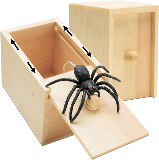Original Spider Prank Box Wooden Pop Out Rubber Spider Scare Toy for Adults | Handmade Wooden Surprise Prank Box, Funny Joke Gag Gift, Perfect Halloween Trick Toy for Parties and Daily Pranks
