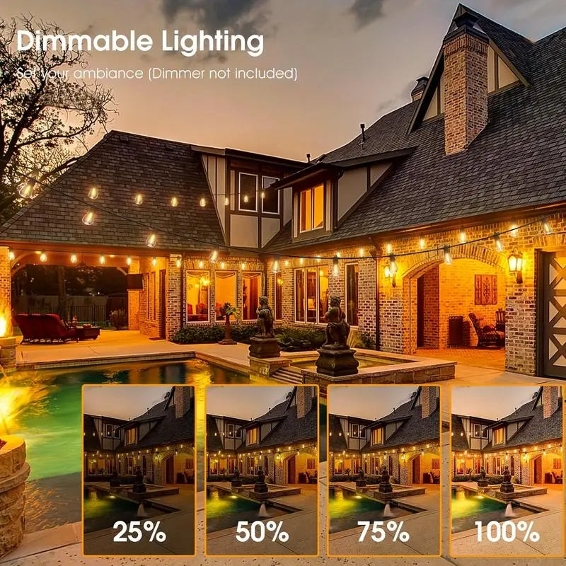 Ekoio ST38 Solar Powered Outdoor String Lights with Edison Bulbs, 120/150FT, Waterproof, Shatterproof, 5-8 Lumens, 20H Full Charge Runtime, 8 Adjustable Lighting Modes, Remote Control, Built-In Sensor, Patio & Holiday Decor