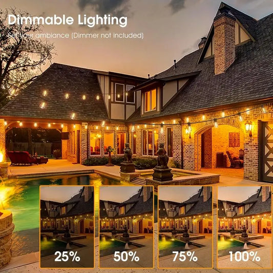 Ekoio ST38 Solar Powered Outdoor String Lights with Edison Bulbs, 120/150FT, Waterproof, Shatterproof, 5-8 Lumens, 20H Full Charge Runtime, 8 Adjustable Lighting Modes, Remote Control, Built-In Sensor, Patio & Holiday Decor