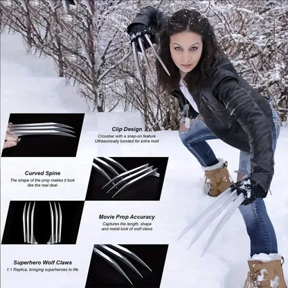 Unleash Your Inner Hero with the Wolverine Claws Costume - Stylish Crewneck for Ultimate Superhero Cosplay, Complete with Gift Necklace!